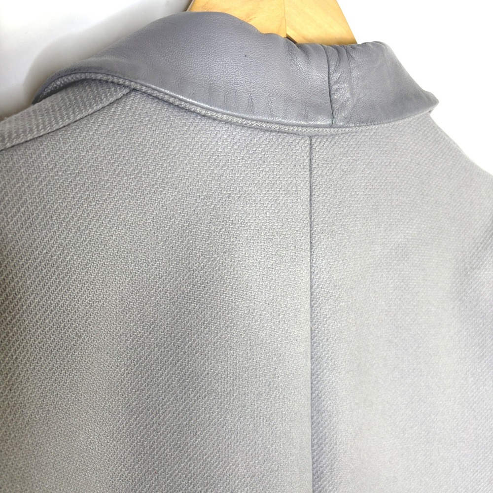 REISS Grey Wool Blend Coat with‎ Leather Trim Medium Gray Old Money M - Picture 8 of 16